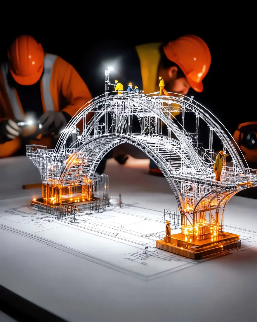 Engineering and construction professionals at an active project site